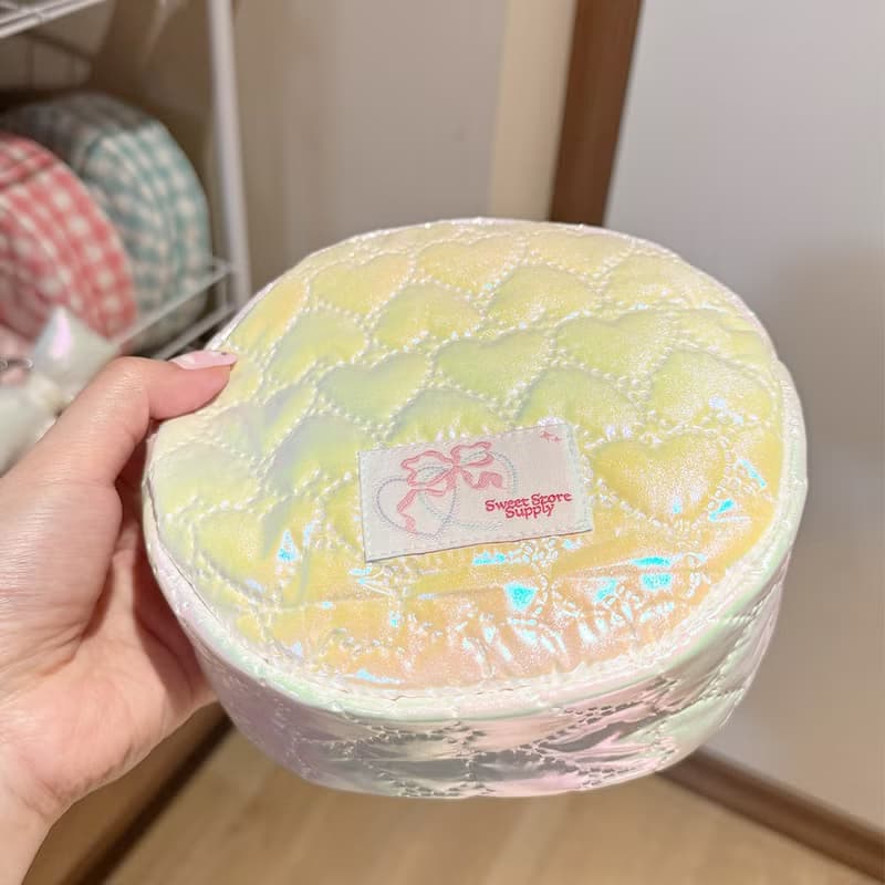 Sweetstore Supply原創鐳射白可愛簡約清新收納圓餅包