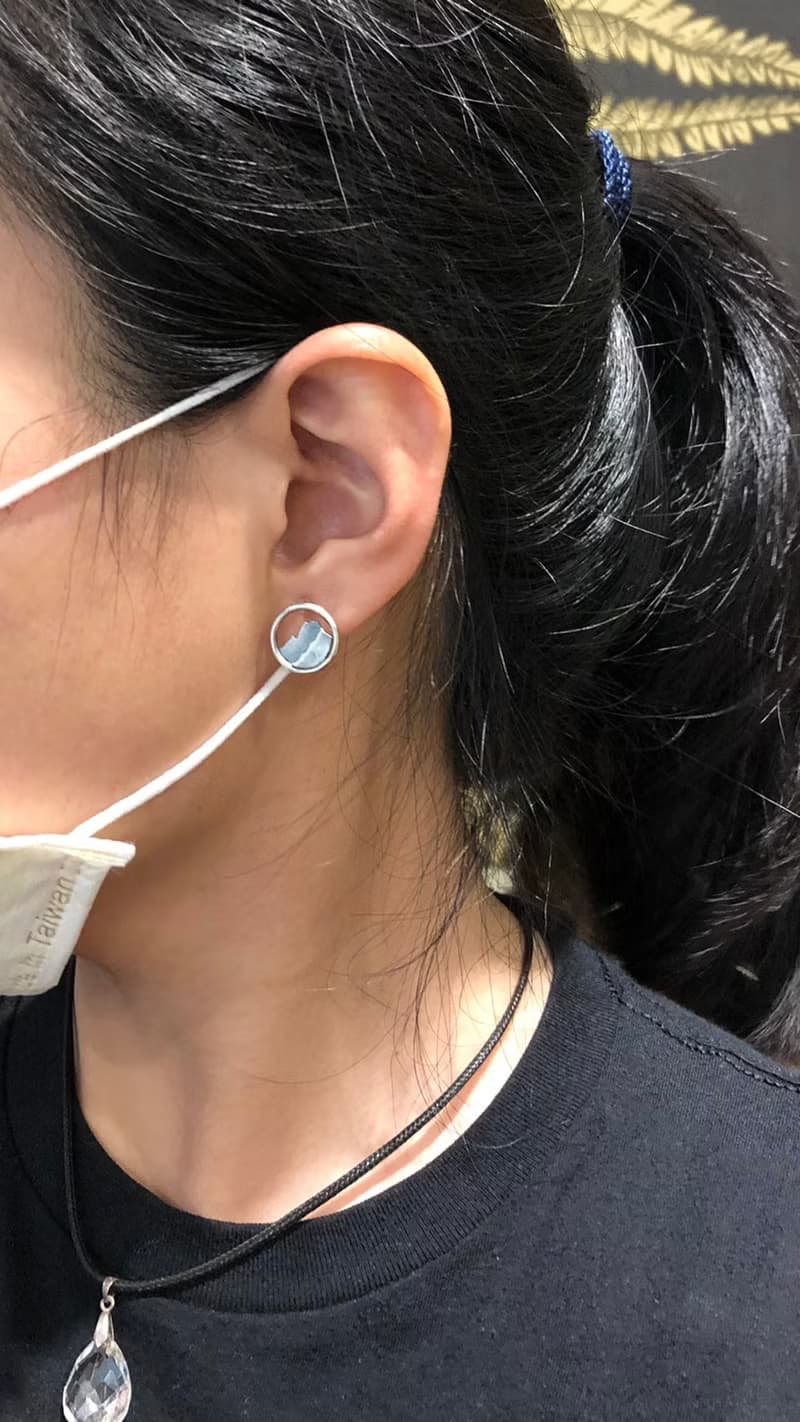 台灣百岳【迷你玉山】925純銀手工耳環 耳針 送禮