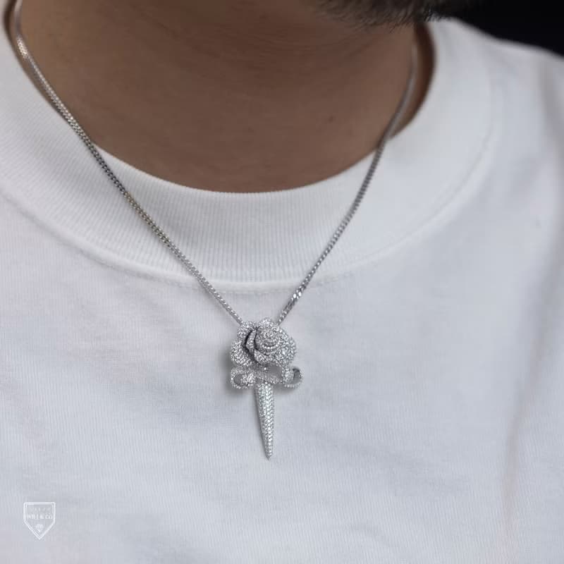 Wbj滿鑲嵌玫瑰劍 玫瑰花吊墜