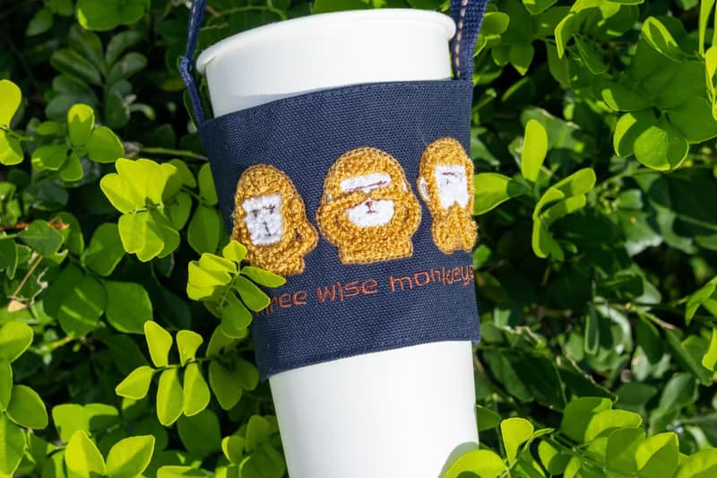 杯套【三不猴】猴子 DND 立體刺繡 環保杯套