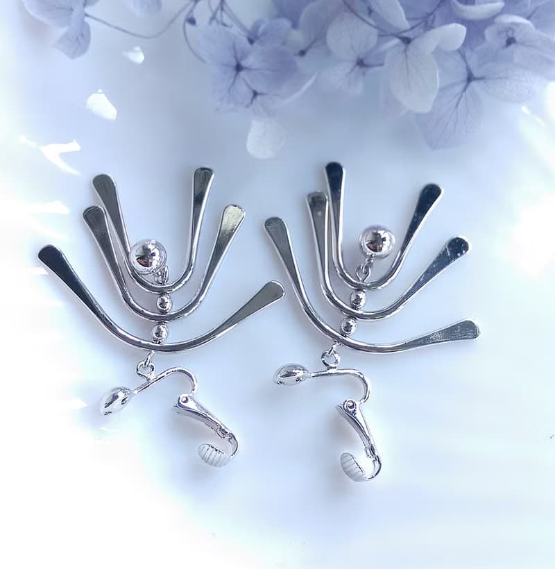 Vintage Jewelry 西洋古董飾品 AVON 銀色調 都會感 夾式耳環