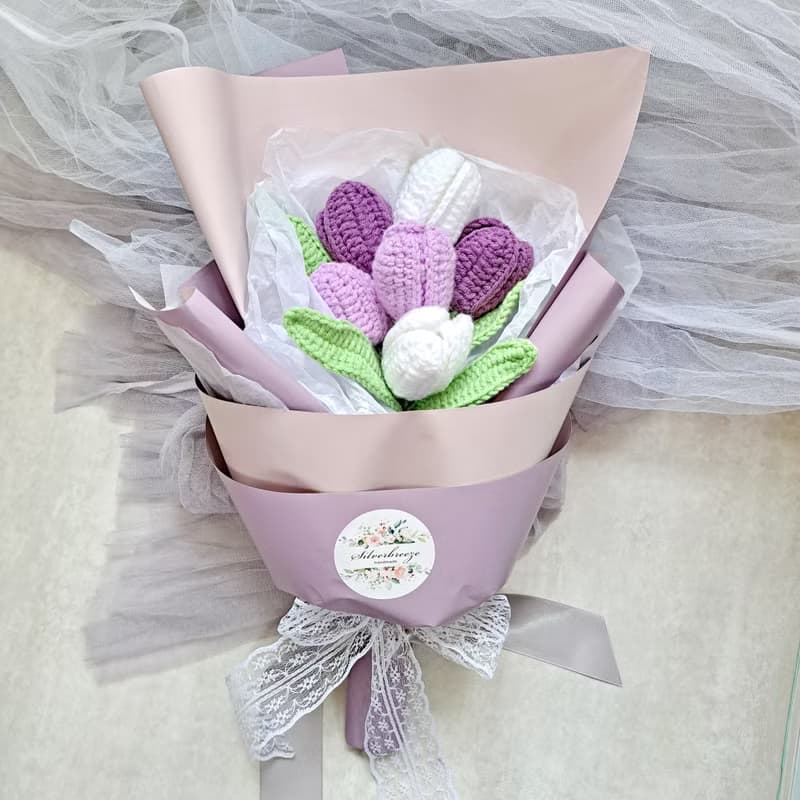 鬱金香手鉤花束 情人節 畢業禮物 母親節 閨蜜 家居擺設CRF-008B