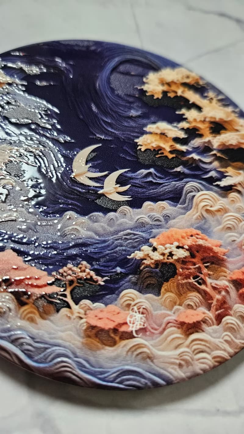幻北齋-晶雕吸水陶瓷杯墊