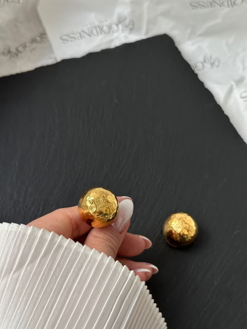 中古品 Celine 賽琳 凱旋門金球耳夾