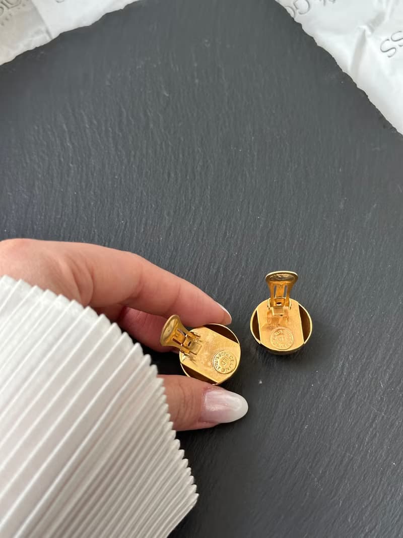 中古品 Celine 賽琳 凱旋門金球耳夾