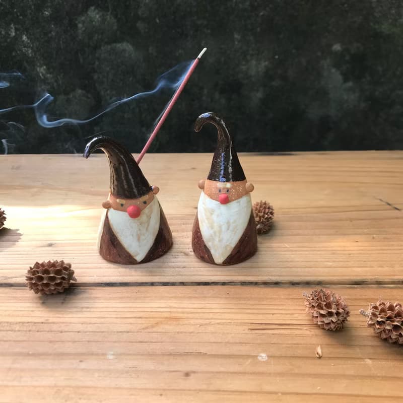 大地色的聖誕/線香座 竹土石山 自然派的老公公 咖啡口味 巧克力