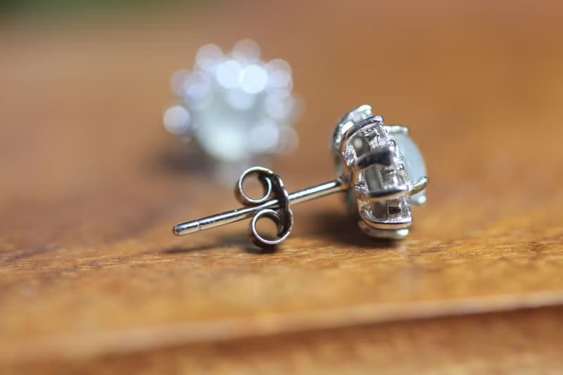 冰種翡翠耳釘耳環耳飾 鑲嵌s925銀  蛋面國風新中式設計