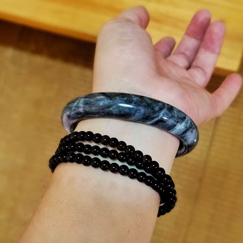 水墨青花玉手鐲 | 62圈口 | 一品一拍