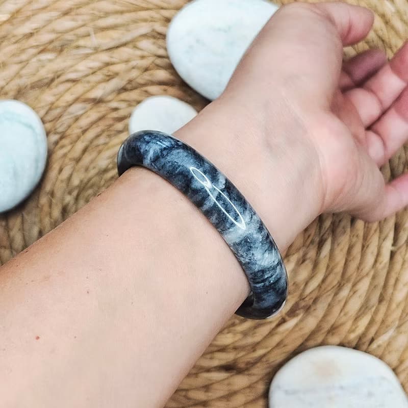 水墨青花玉手鐲 | 62圈口 | 一品一拍