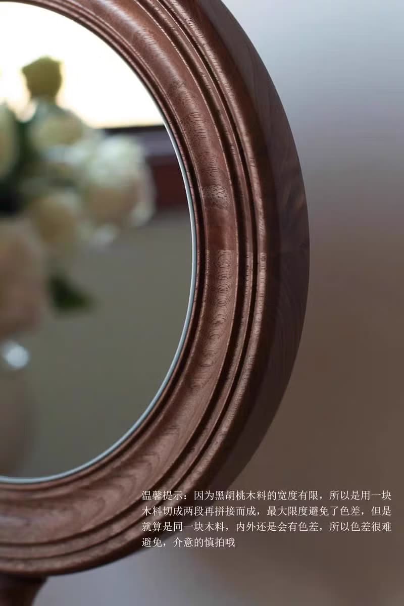 imooo原創設計 法式復古化妝鏡 中古風實木桌面台式梳妝鏡