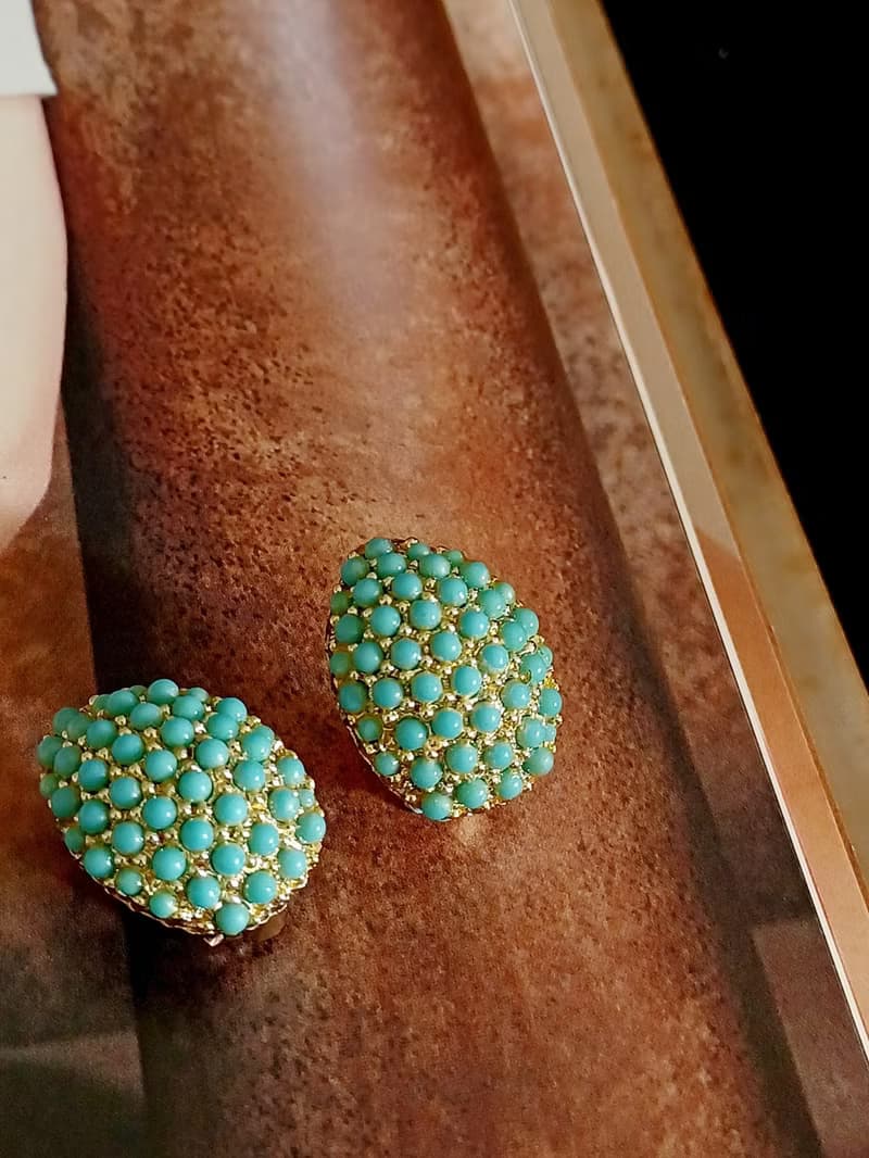 vintage jewelry  B.S.K古董夾式耳環   密集