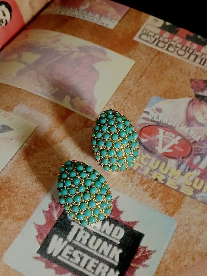 vintage jewelry  B.S.K古董夾式耳環   密集