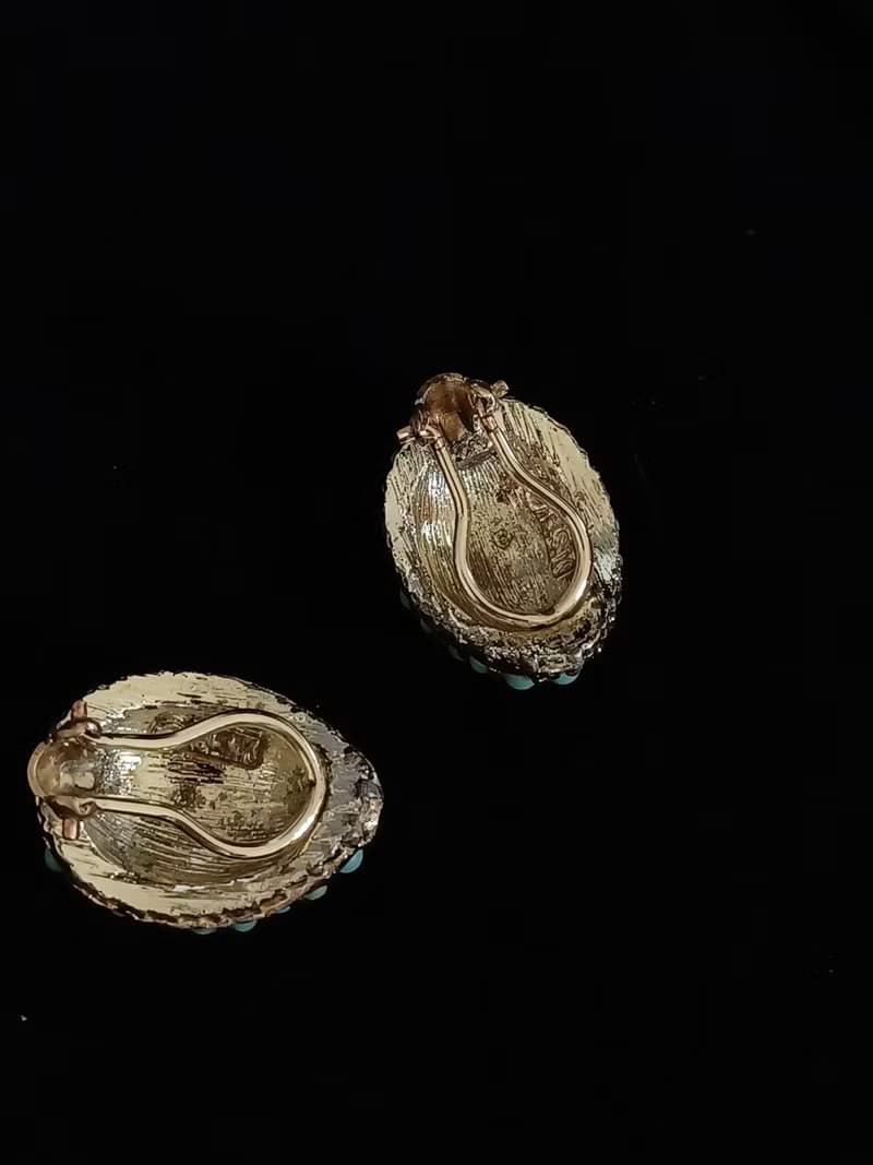 vintage jewelry  B.S.K古董夾式耳環   密集