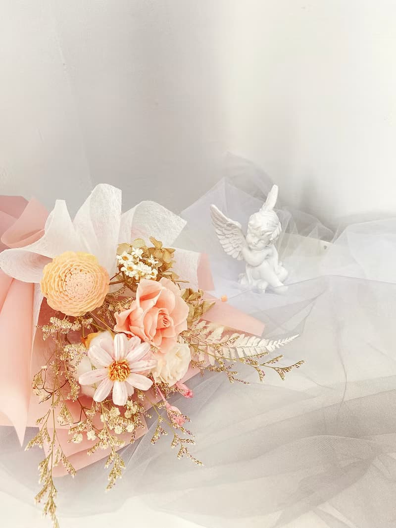 氣質溫柔 暖橘色永生花束 不凋花束 生日花束 情人花束 情人節