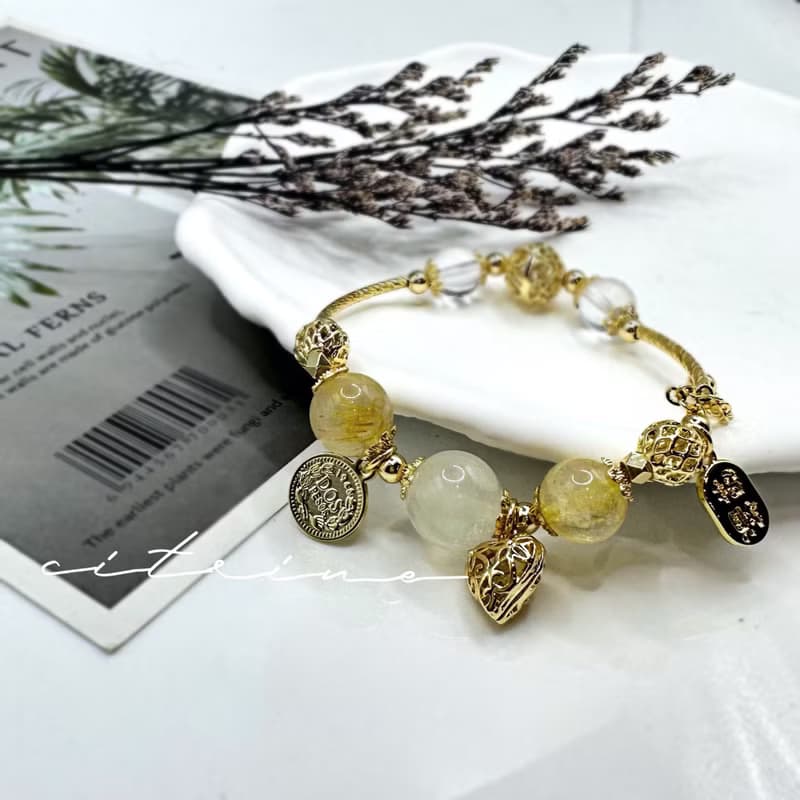 金心月影 水晶手鍊 黃水晶 白水晶 月光石 偏財 十一月誕生石