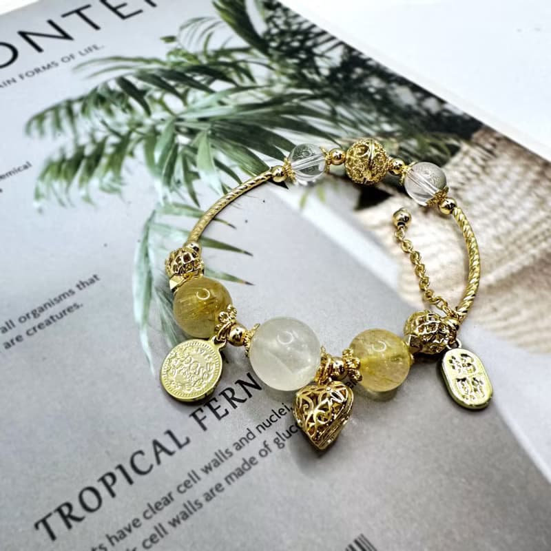 金心月影 水晶手鍊 黃水晶 白水晶 月光石 偏財 十一月誕生石