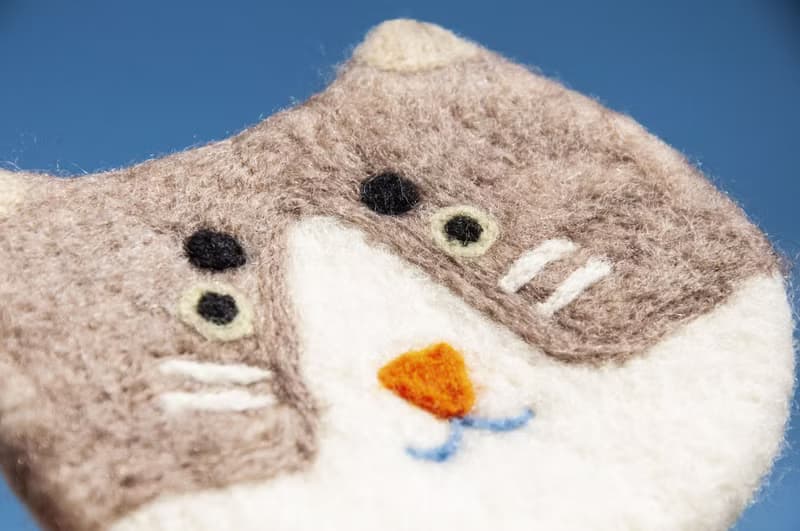 情人節禮物 聖誕交換禮物 森林系羊毛氈杯墊 動物杯墊-貓咪吸水墊