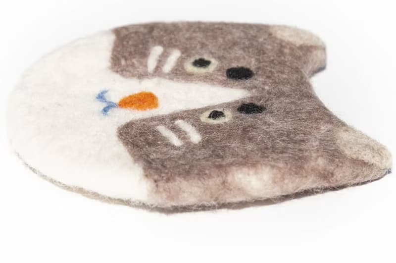 情人節禮物 聖誕交換禮物 森林系羊毛氈杯墊 動物杯墊-貓咪吸水墊