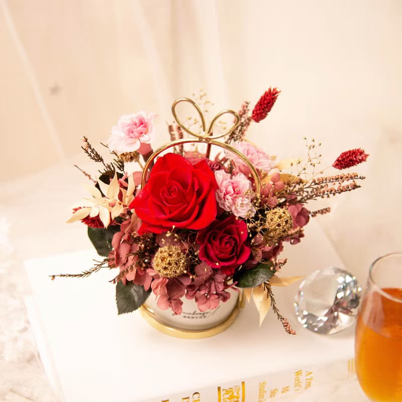 【風華】 永生花 乾燥花開幕賀禮 新居 升遷 蝴蝶結 桌花