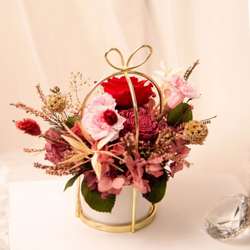 【風華】 永生花 乾燥花開幕賀禮 新居 升遷 蝴蝶結 桌花