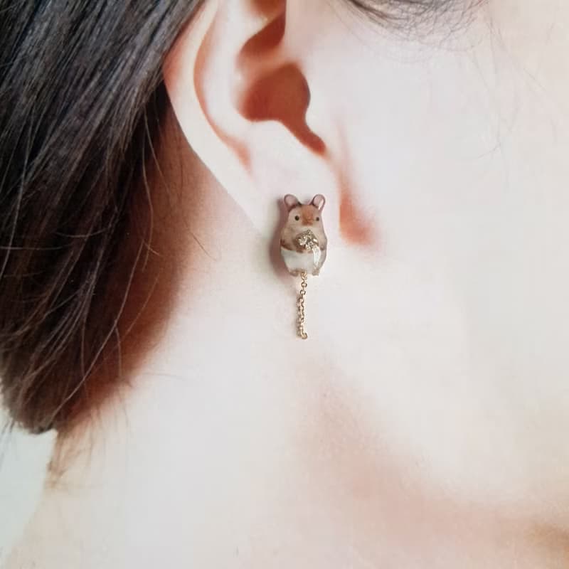【動物們 No.06】小老鼠 巢鼠 耳環/耳夾