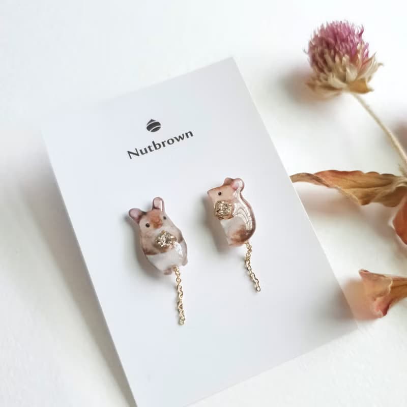 【動物們 No.06】小老鼠 巢鼠 耳環/耳夾