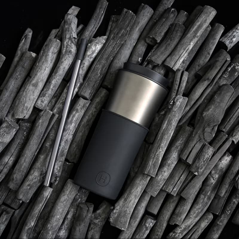 【質感時尚】美國HYDY兩用隨行保溫杯 | 鈦灰-午夜黑 450ml