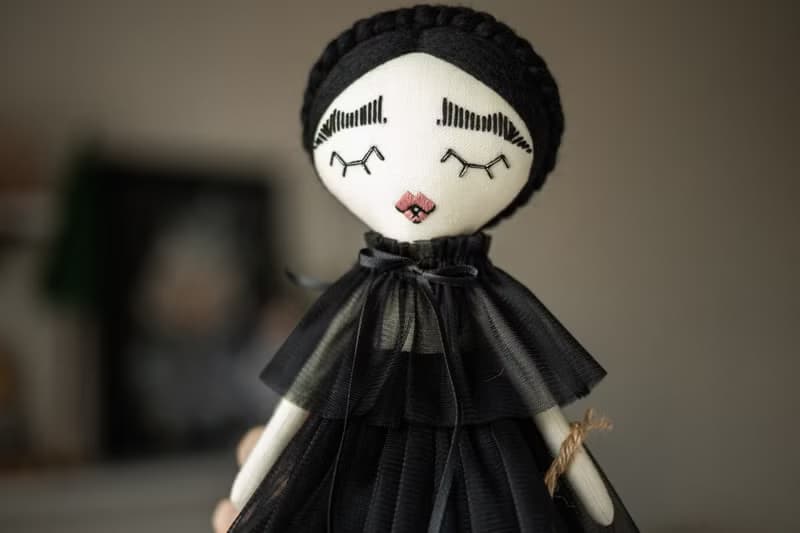 Handmade rag doll with black hair / Interior nursery decor / Custom art doll