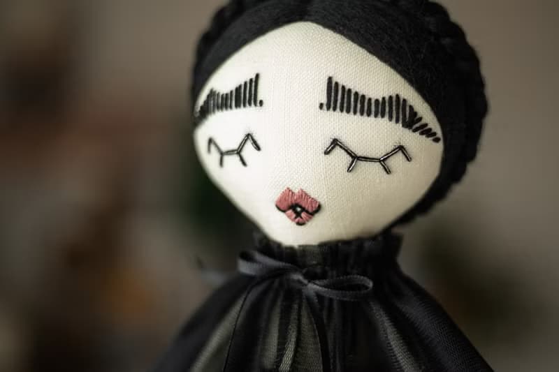 Handmade rag doll with black hair / Interior nursery decor / Custom art doll