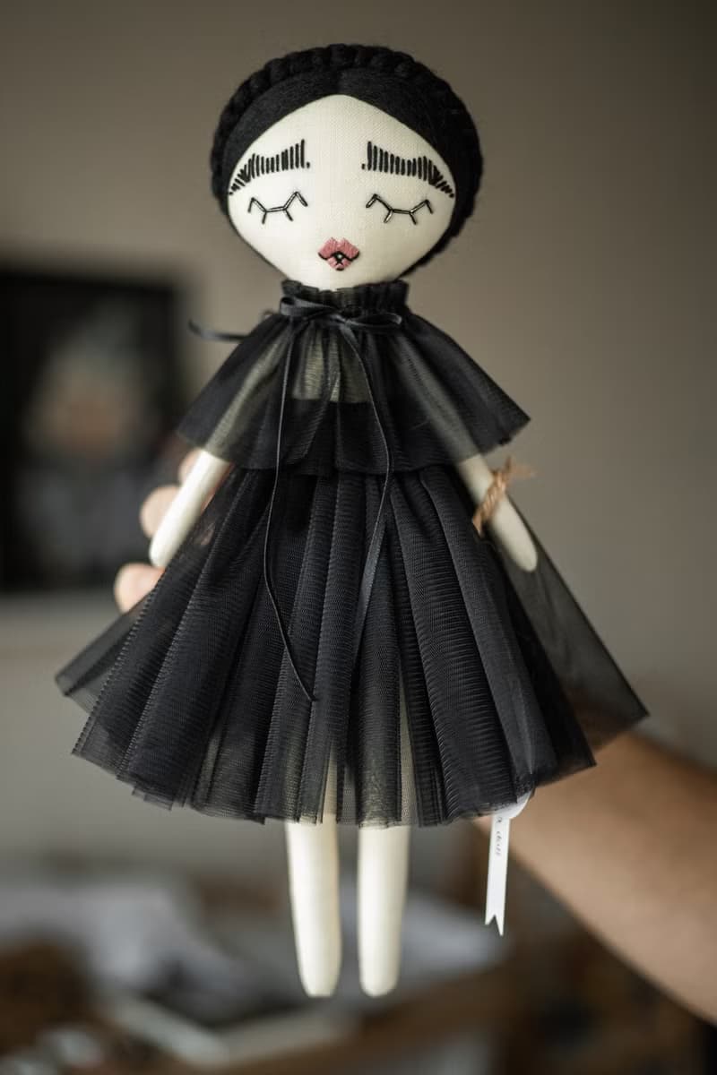 Handmade rag doll with black hair / Interior nursery decor / Custom art doll