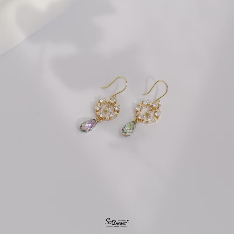 星星精靈水晶耳環 耳夾耳環 水晶耳環 星星耳環 禮物