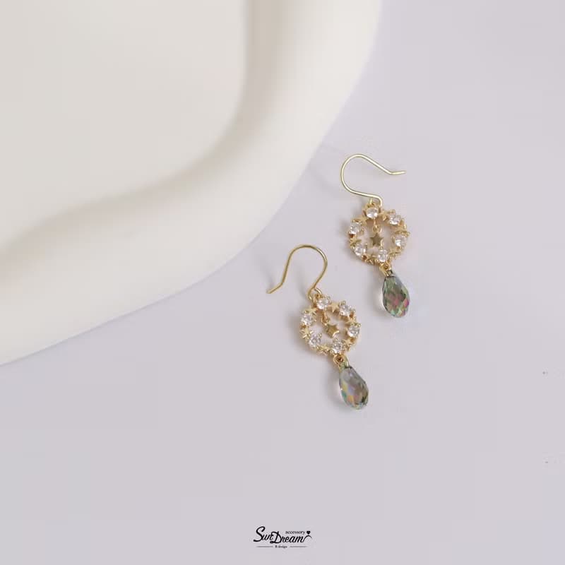 星星精靈水晶耳環 耳夾耳環 水晶耳環 星星耳環 禮物