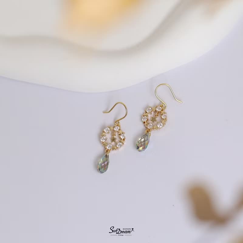 星星精靈水晶耳環 耳夾耳環 水晶耳環 星星耳環 禮物