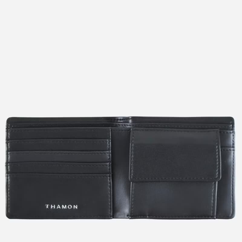 VEGAN COIN WALLET - Black and Walnut Brown and black
