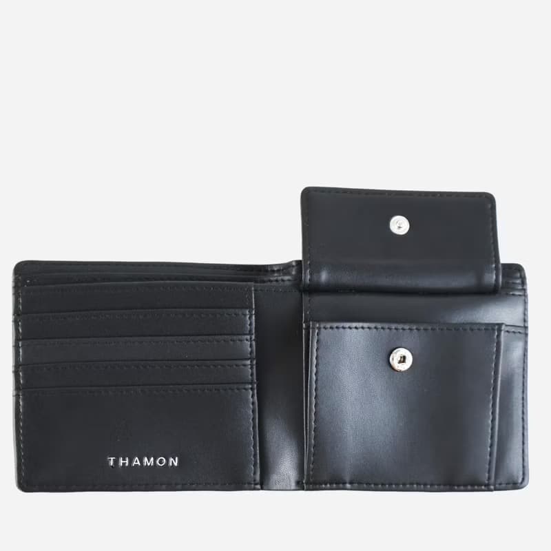 VEGAN COIN WALLET - Black and Walnut Brown and black