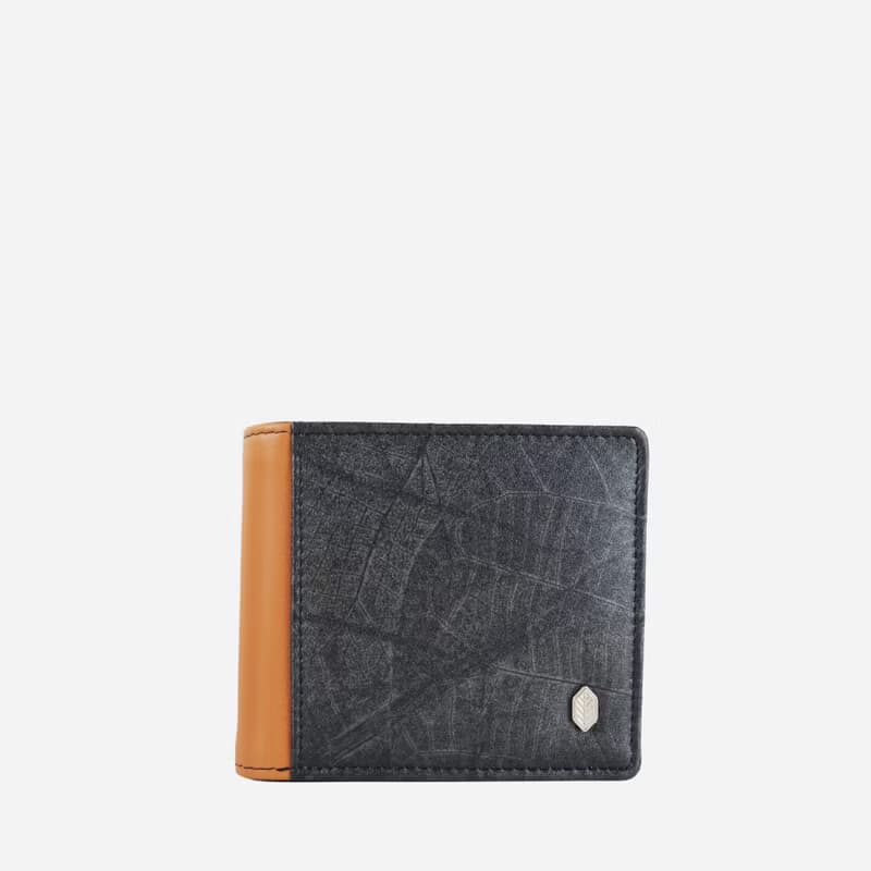 VEGAN COIN WALLET - Black and Walnut Brown and black