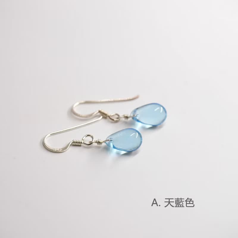 多色選擇 - Candy Jewelry 925純銀琉璃耳環 耳勾 (可改無痛耳夾)