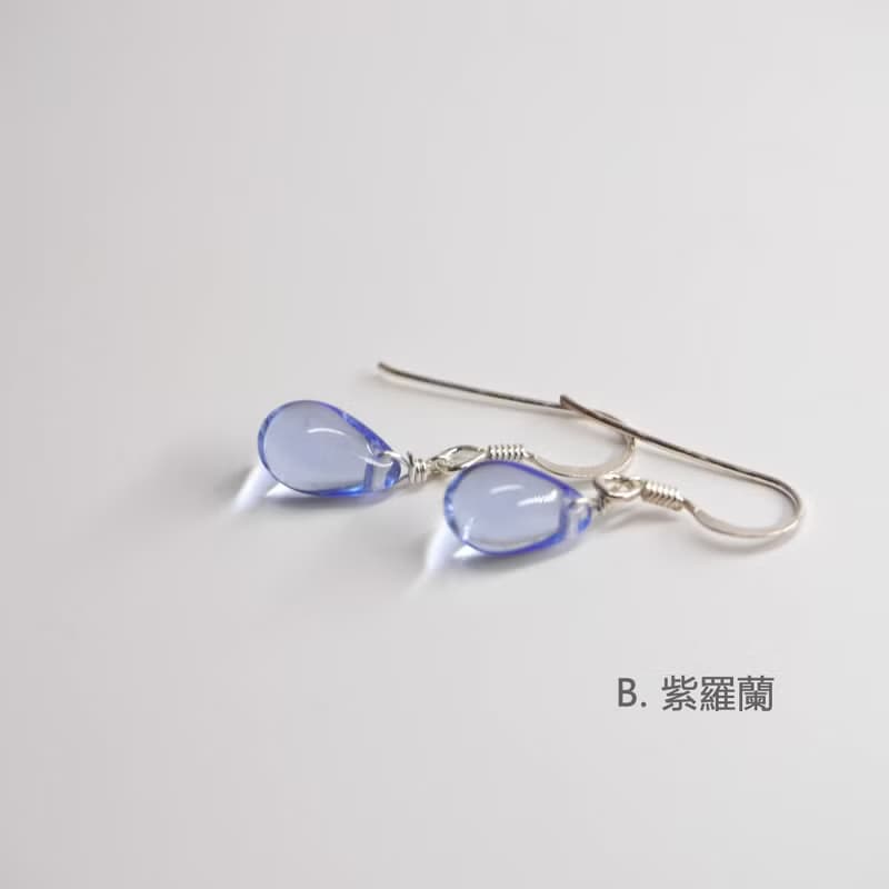 多色選擇 - Candy Jewelry 925純銀琉璃耳環 耳勾 (可改無痛耳夾)