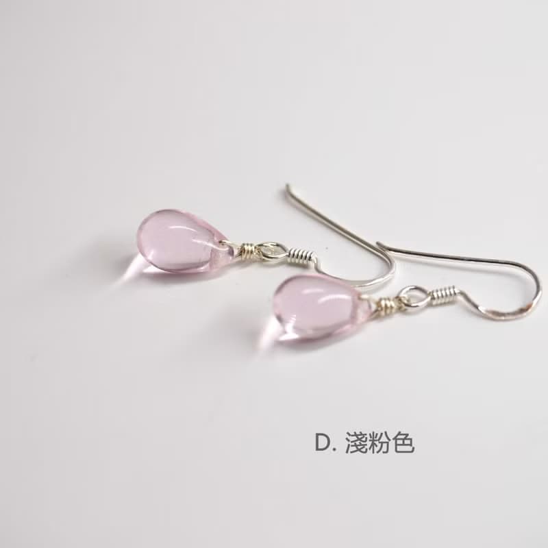 多色選擇 - Candy Jewelry 925純銀琉璃耳環 耳勾 (可改無痛耳夾)