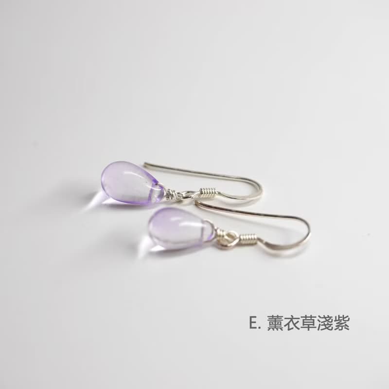 多色選擇 - Candy Jewelry 925純銀琉璃耳環 耳勾 (可改無痛耳夾)