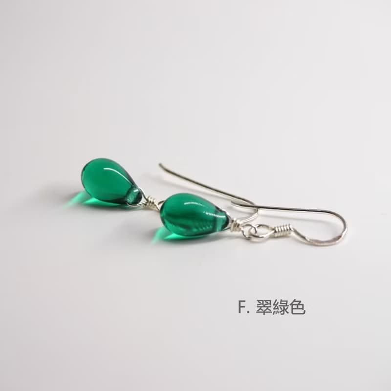 多色選擇 - Candy Jewelry 925純銀琉璃耳環 耳勾 (可改無痛耳夾)