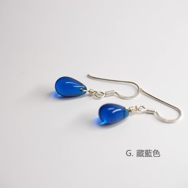 多色選擇 - Candy Jewelry 925純銀琉璃耳環 耳勾 (可改無痛耳夾)