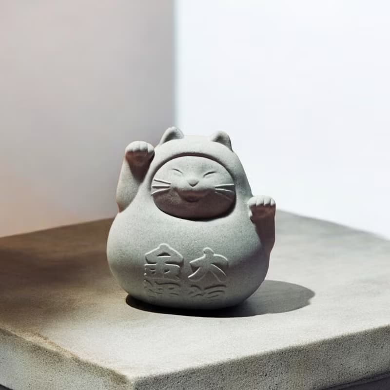 【禮物首選】不倒翁招財招福貓 清水灰