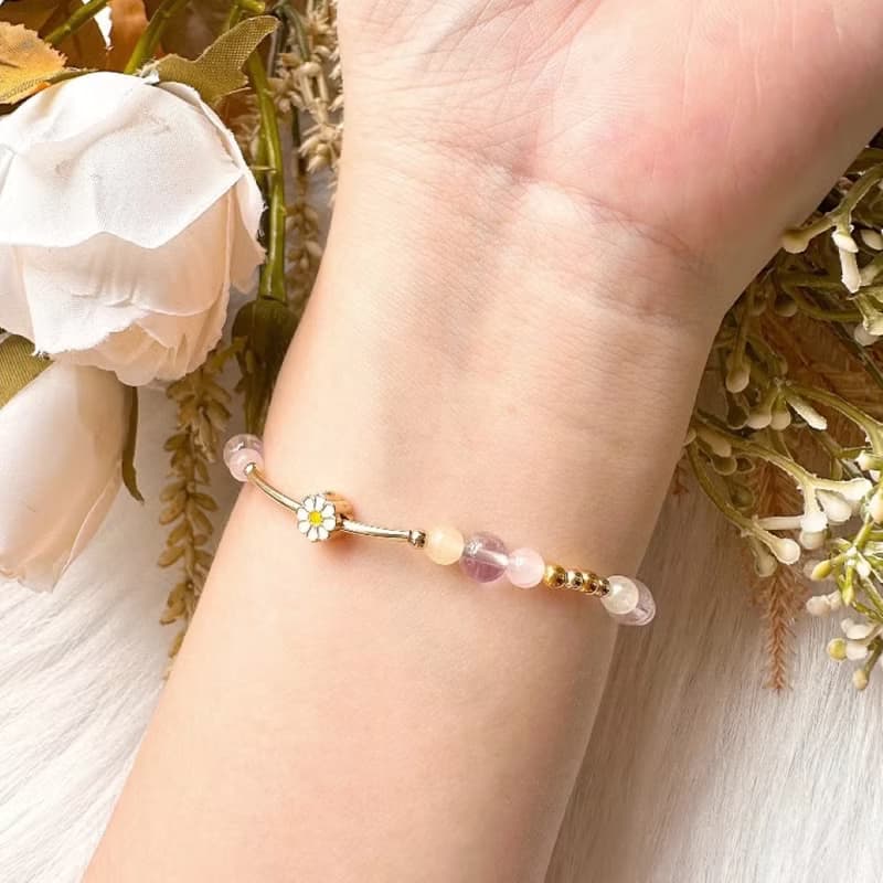 甜心能量 紅草莓晶拉長石紫水晶摩根石手鍊 生命靈數8號能量手鍊