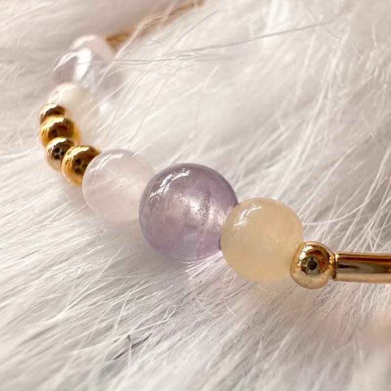 甜心能量 紅草莓晶拉長石紫水晶摩根石手鍊 生命靈數8號能量手鍊