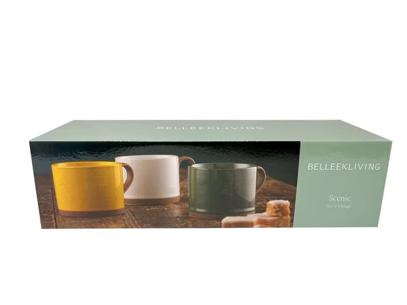 Belleek Living 陶瓷雙色馬克杯3入組 300ml 入厝禮