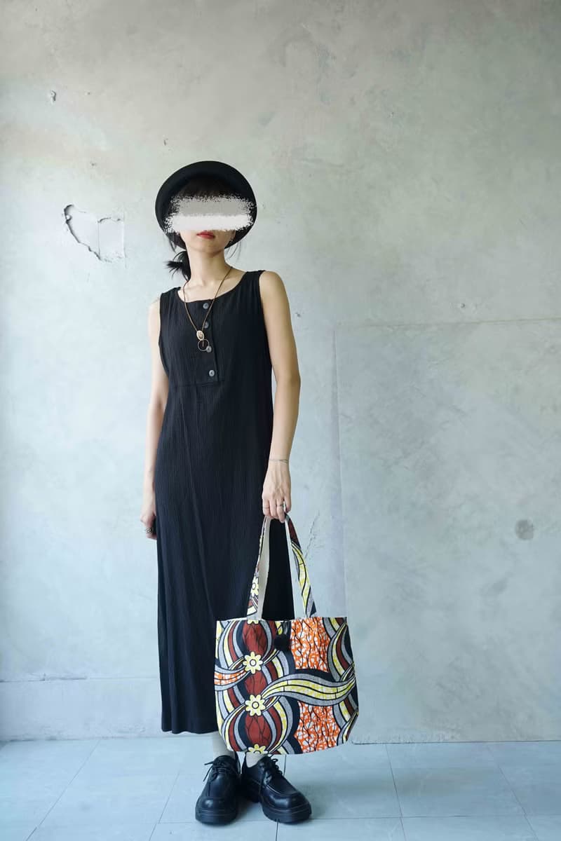 手作-夏日印花非洲布花大毛球托特側背包-花路大道