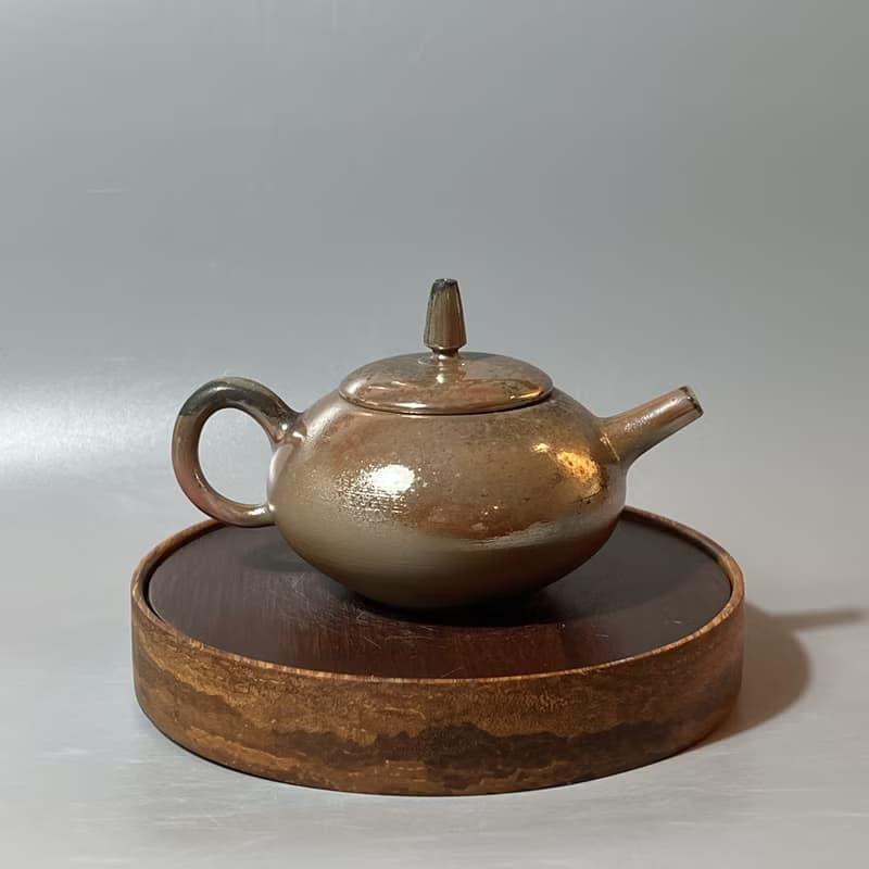 柴燒古銅金彩茶壺 / 蓋鈕藍光 / 小平凡手作