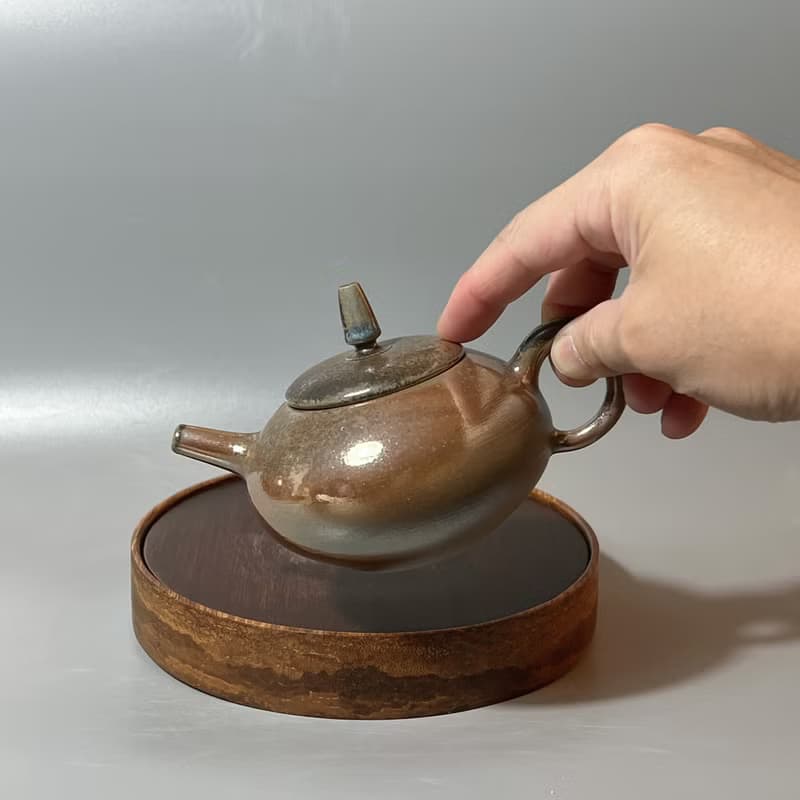 柴燒古銅金彩茶壺 / 蓋鈕藍光 / 小平凡手作