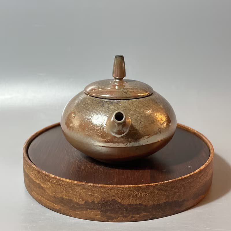 柴燒古銅金彩茶壺 / 蓋鈕藍光 / 小平凡手作